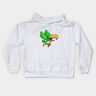 Scared Running Green Parrot Kids Hoodie